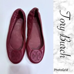 Tory Burch Reva Burgundy Ballet Flats